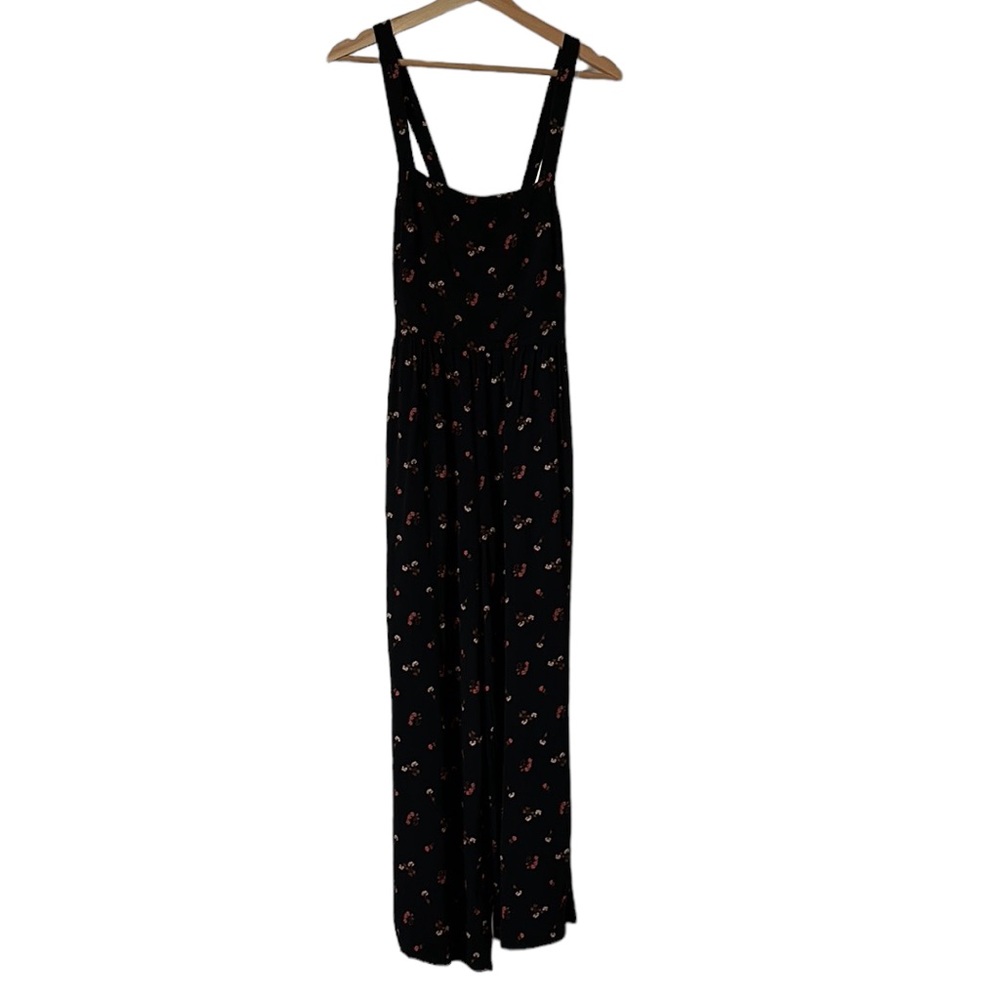 Madewell black & orange floral cropped wide-leg playsuit size 2 - Picture 2 of 7